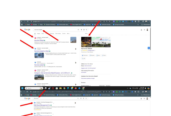 attach your instagram, facebook and tiktok on google search